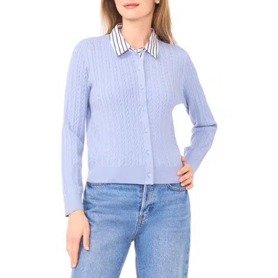 Halogen ® Stripe Collar Twofer Cardigan In Blue