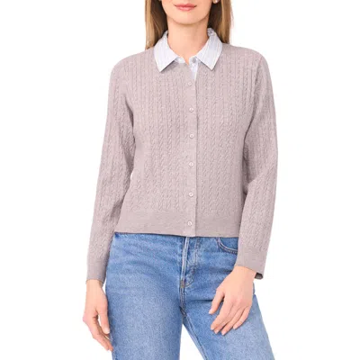 Halogen ® Stripe Collar Twofer Cardigan In Gray