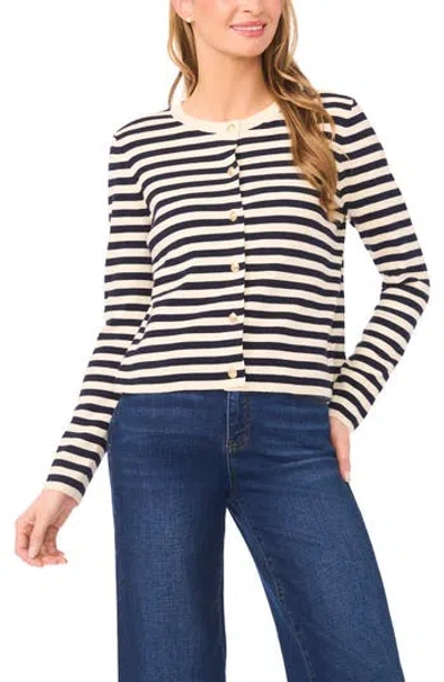 Halogen ® Stripe Crewneck Cardigan In Blue