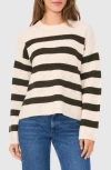 Halogen ® Stripe Crewneck Sweater In Beige/deep Olive
