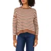 Halogen ® Stripe Crewneck Sweater In Brown