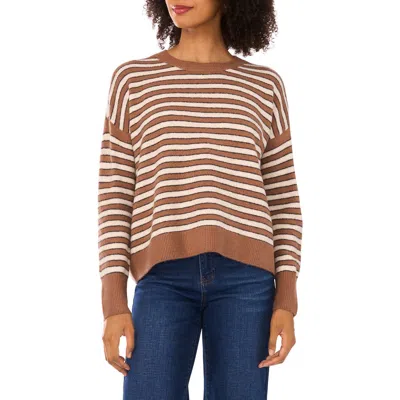 Halogen ® Stripe Crewneck Sweater In Brown