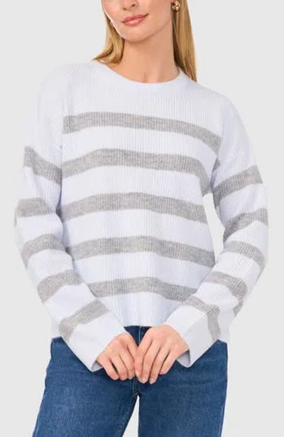 Halogen ® Stripe Crewneck Sweater In Frozen Blue/heather Grey