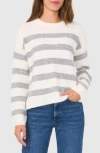 Halogen ® Stripe Crewneck Sweater In Grey/white