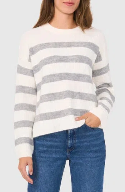 Halogen ® Stripe Crewneck Sweater In Grey/white