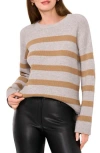 Halogen ® Stripe Crewneck Sweater In Light Heather Grey