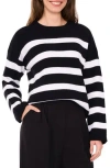 Halogen ® Stripe Crewneck Sweater In Rich Black