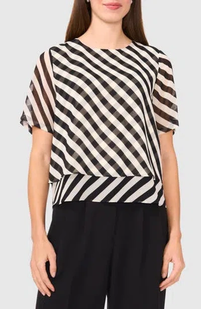 Halogen ® Stripe Double Layer Top In Black