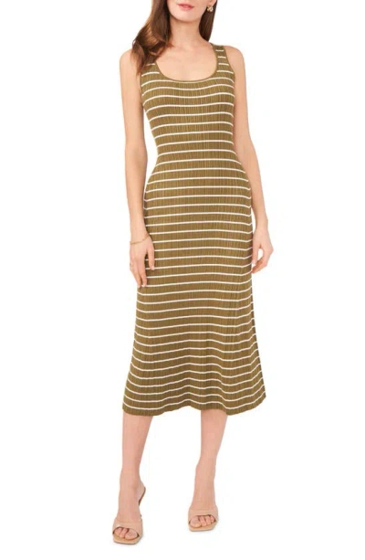 Halogen Stripe Knit Tank Dress In Olive Drab