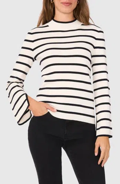 Halogen ® Stripe Mock Neck Sweater In Antique White