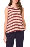 Halogen ® Stripe Pleated Sleeveless Top In Brown
