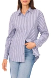 Halogen ® Stripe Poplin Button-up Shirt In Blue