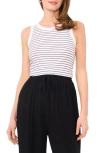 Halogen Stripe Rib Tank In New Ivory/ Black Mini Stripe