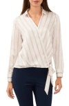 Halogen Stripe Wrap Top In New Ivory Stripe