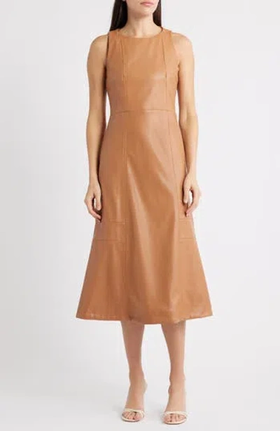 Halogen ® Structured Faux Leather Midi Dress In Multi