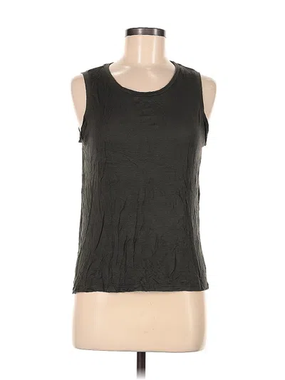 Pre-owned Halogen Tank Top Black Solid Pattern Scoop Neck Tops