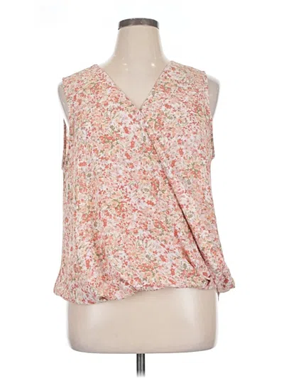 Pre-owned Halogen Tank Top Pink Plunge Neckline Tops