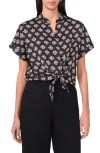 Halogen ® Textured Tie Front Shirt In Black