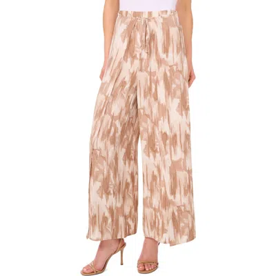 Halogen ® Tie Front Overlay Wide Leg Pants In Oxford Tan Marble
