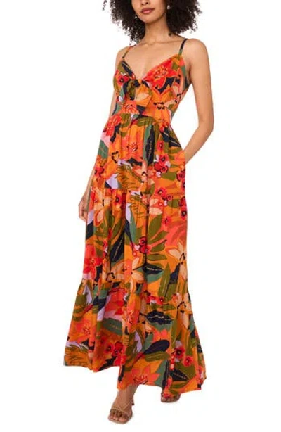 Halogen ® Tie Front Tiered Maxi Dress Tie Front Tiered Maxi Dress In Orange
