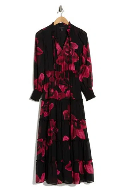 Halogen ® Tie Neck Long Sleeve Maxi Dress In Multi