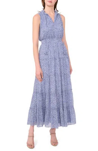 Halogen ® Tie Neck Sleeveless Tiered Maxi Dress In Blue Bouqu