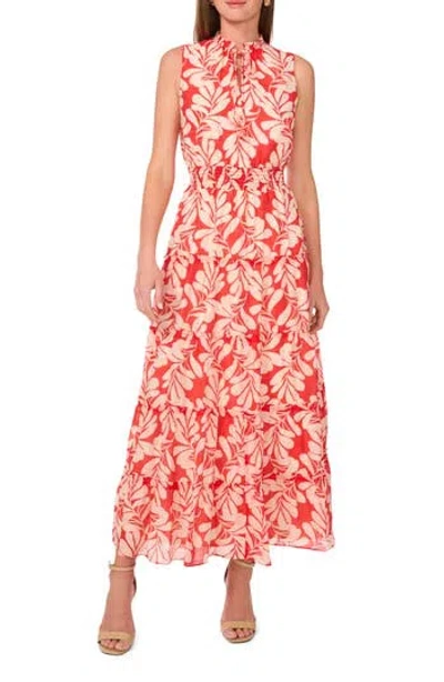 Halogen ® Tie Neck Sleeveless Tiered Maxi Dress In Brilliant Red