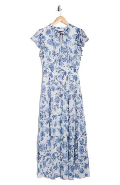 Halogen ® Tie Neck Tiered Maxi Dress In Blue