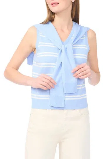 Halogen ® Tie Shoulder Sleeveless Stripe Sweater In Sweet Blue