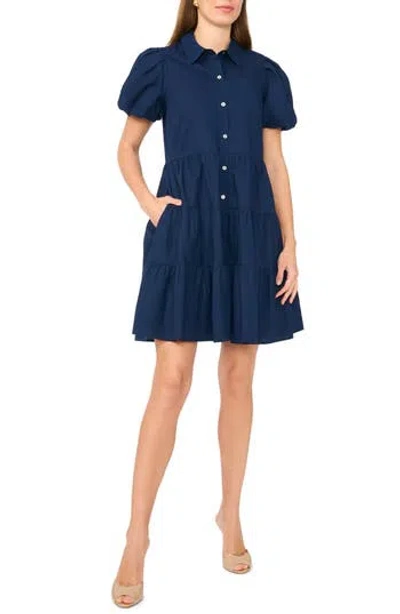 Halogen ® Tiered Puff Sleeve Shirtdress In Blue
