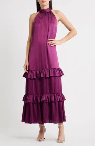 Halogen ® Tiered Sleeveless Satin Maxi Dress In Purple