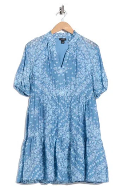 Halogen ® Tiered Split Neck Dress In Blue