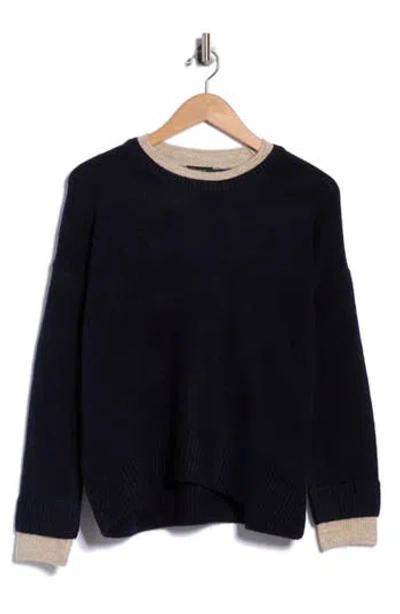 Halogen ® Tipped Crewneck Sweater In Not So Navy