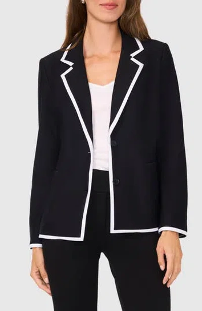 Halogen ® Tipped Knit Blazer In Rich Black