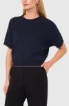 Halogen ® Tipped Short Sleeve Sweater In Classic Navy Blue