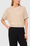 Halogen ® Tipped Short Sleeve Sweater In Coastal Beige
