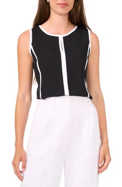 Halogen ® Tipped Sleeveless Top In Rich Black
