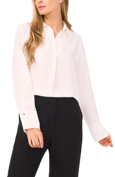 Halogen ® Tonal Stripe Collared Split Neck Top In White