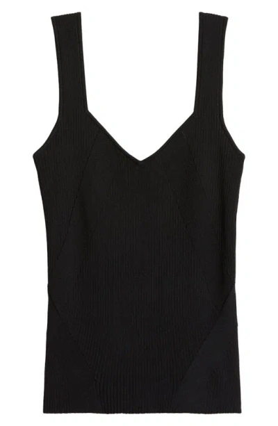 Halogen Traveling Rib Jumper Tank In Rich Black