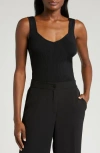 Halogen Traveling Rib Sweater Tank In Rich Black