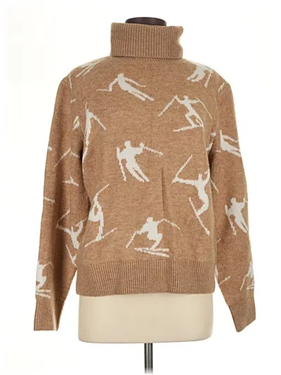Pre-owned Halogen Turtleneck Sweater In Brown
