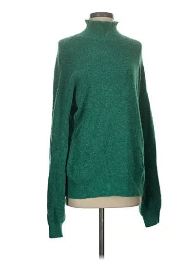 Pre-owned Halogen Turtleneck Sweater In Green