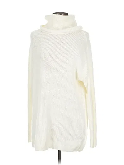 Pre-owned Halogen Turtleneck Sweater In White