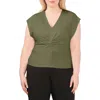 Halogen ® Twist Front Knit Top In Olive Moss Green