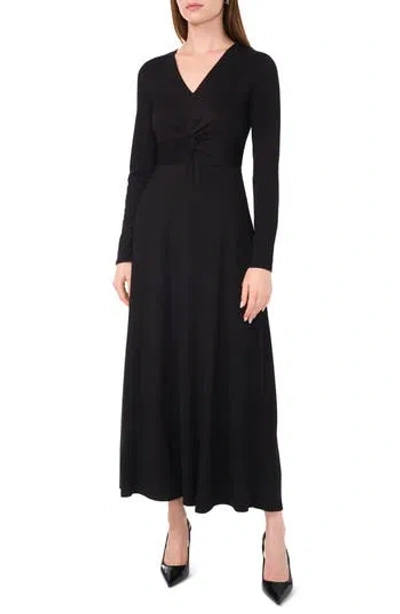 Halogen ® Twist Front Long Sleeve Midi Dress In Black
