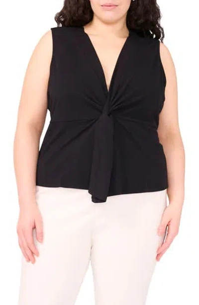 Halogen ® Twist Front Sleeveless Cotton Knit Top In Black