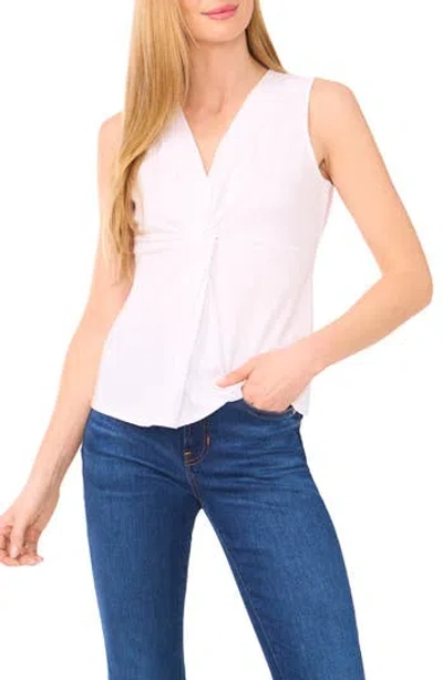 Halogen ® Twist Front Sleeveless Cotton Knit Top In White