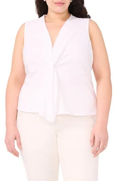 Halogen ® Twist Front Sleeveless Cotton Knit Top In White