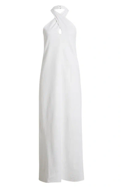 Halogen Twist Neck Maxi Dress In Bright White