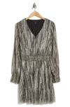 Halogen ® V-neck Long Sleeve A-line Dress In Animal Print